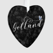 Gotland Flag Heart Script Design, Zweden Ornament (voorkant)
