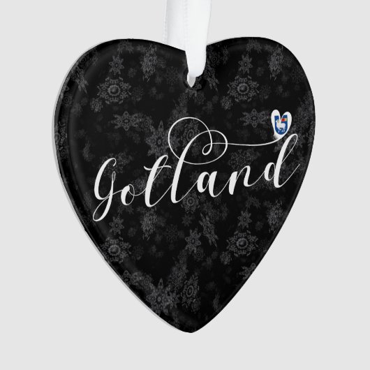 Gotland Flag Heart Script Design, Zweden Ornament (voorkant)