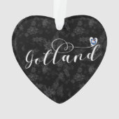 Gotland Flag Heart Script Design, Zweden Ornament (achterkant)