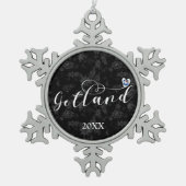 Gotland Flag Heart Script Design, Zweden Tin Sneeuwvlok Ornament (Voorkant)