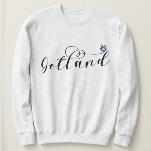 Gotland Flag Heart Script Design, Zweden Trui (Design voorkant)