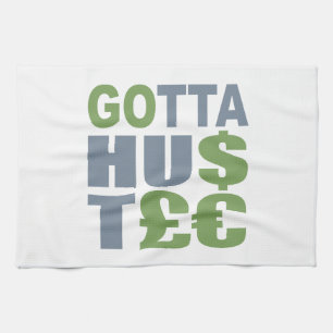 GOTTA HUSTLE/HU$T£ aangepaste keukenhanddoek