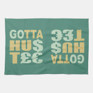 GOTTA HUSTLE/HU$T£ aangepaste keukenhanddoek