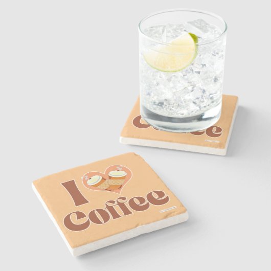 Gotta Love Coffee Cute Heart Java Jolt Stenen Onderzetter (Zijkant)