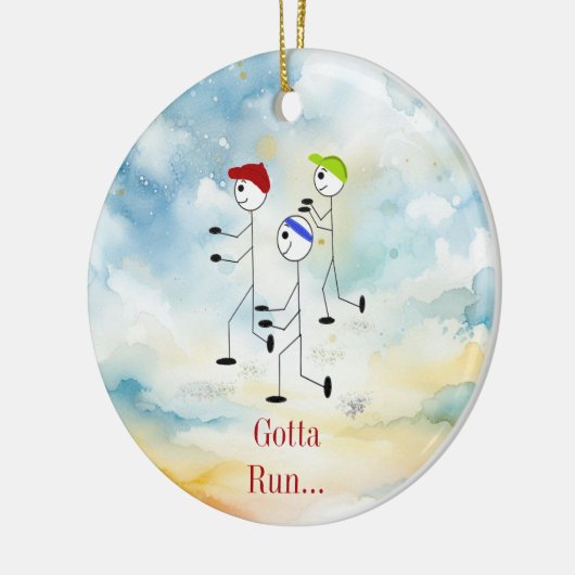 Gotta Run Running Figures Keramisch Ornament (Links)