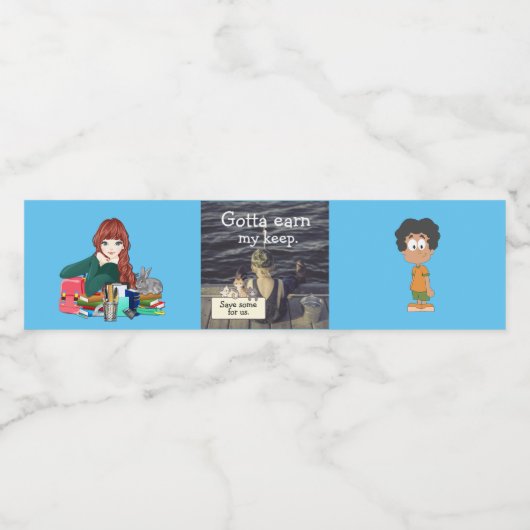 "Gotta verdient mijn Keep" Vissende jongen Waterfles Etiket (Enkel label)