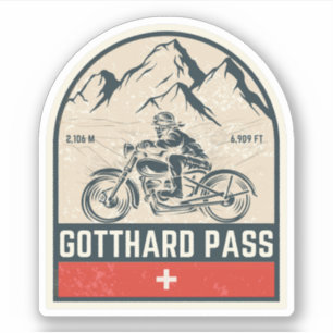 Gotthard Pass Zwitsers-Alpen motortour Sticker