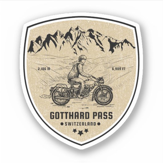 Gotthard Pass Zwitsers-Alpen motortour Sticker (Voorkant)