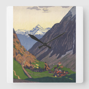 Gotthardpas bergpas in de Alpen Vierkante Klok