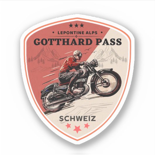 Gotthardpas Zwitserse-Alpen motorfietstocht Sticker (Voorkant)