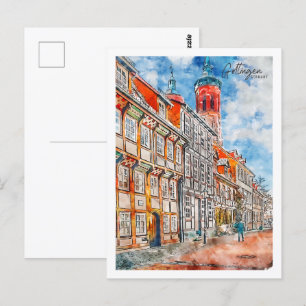 Göttingen Duitsland Travel Place Waterverf Briefkaart