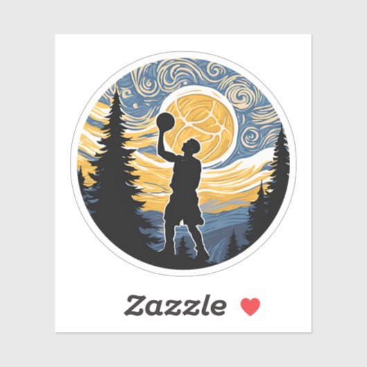 Göttliches Basketball im van Gogh-Stil Sticker (Vel)