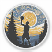 Göttliches Basketball im van Gogh-Stil Sticker (Voorkant)