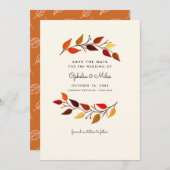 Gouache Autumn Branches Wedding Save the Date (Voorkant / Achterkant)