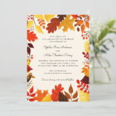Gouache Autumn Leaves Lijst Wedding Kaart (Staand voorkant)