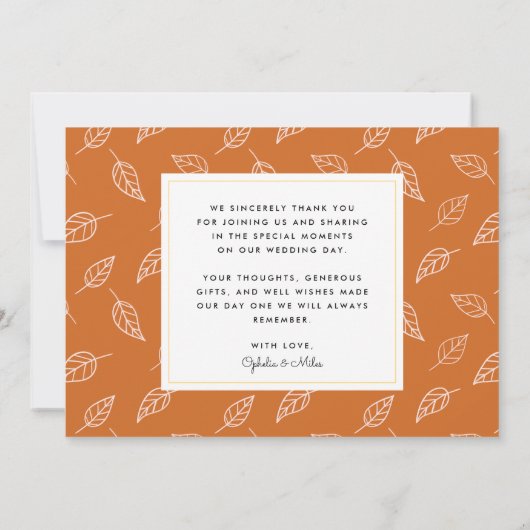 Gouache Autumn Leaves Single Photo Hartelijk dank Save The Date (Achterkant)