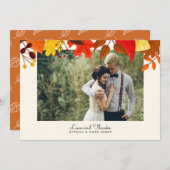 Gouache Autumn Leaves Single Photo Hartelijk dank Save The Date (Voorkant / Achterkant)