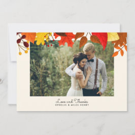 Gouache Autumn Leaves Single Photo Hartelijk dank Save The Date