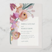 gouache bloesems folie uitnodiging (Voorkant)