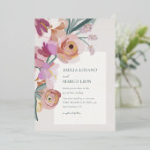 gouache bloesems folie uitnodiging (Staand Voorkant)