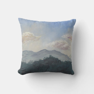 Gouache Blue Mountains: levendige Natuur scene Kussen