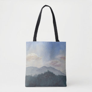 Gouache Blue Mountains: levendige Natuur scene Tote Bag