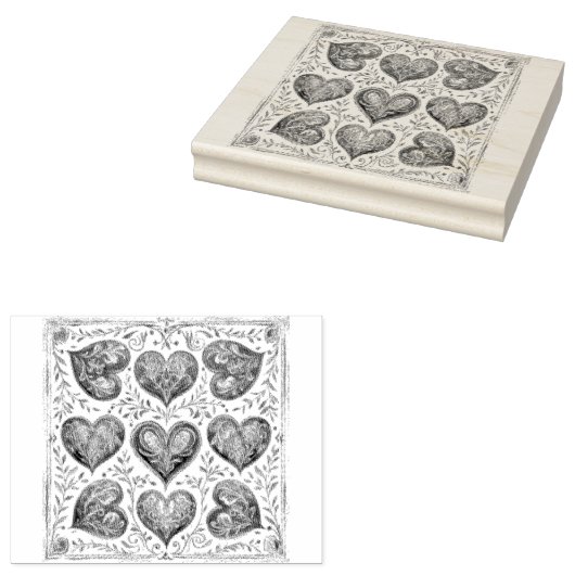 Gouache Elegantie: Gouache Valentijn Hearts Rubberstempel (Gestempeld)