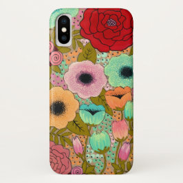 Gouache Floral Painted Garden iPhone X Hoesje