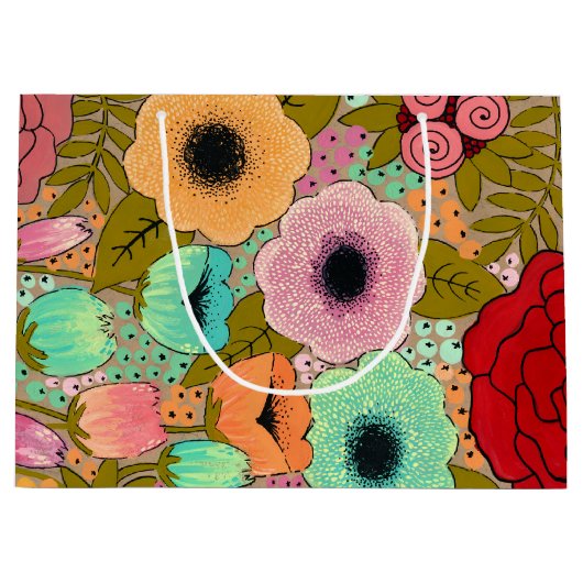 Gouache Gepiliteerde Kunstbloemen Tuin Groot Cadeauzakje (Voorkant)