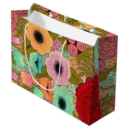 Gouache Gepiliteerde Kunstbloemen Tuin Groot Cadeauzakje (Voorkant Gekanteld)