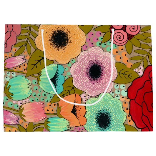 Gouache Gepiliteerde Kunstbloemen Tuin Groot Cadeauzakje (Achterkant)