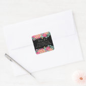 Gouache Geschilderde Floral de heer & mevrouw Addr Vierkante Sticker (Envelop)