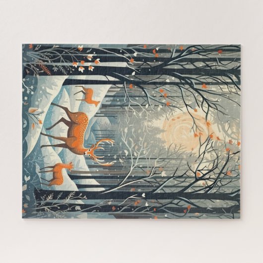 Gouache Gestyled Winterhert 16x20 Legpuzzel (Horizontaal)