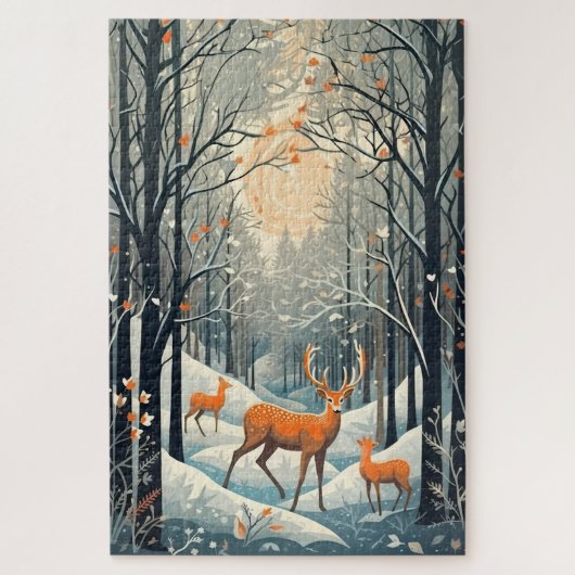  Gouache Gestyled Winterhert 20x30 Legpuzzel (Verticaal)