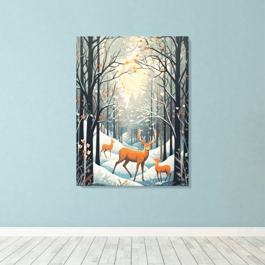  Gouache Gestyled Winterhert 32x24 Canvas Afdruk (Insitu (Houten vloer))