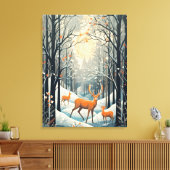  Gouache Gestyled Winterhert 32x24 Canvas Afdruk (Insitu (Woonkamer))