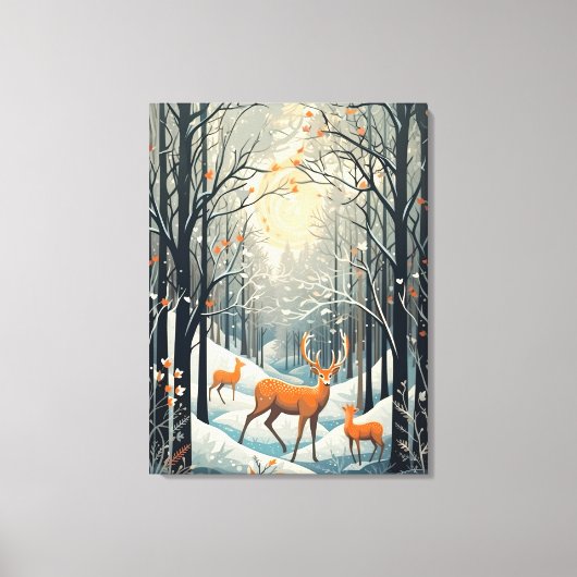 Gouache Gestyled Winterhert 32x24 Canvas Afdruk (Voorkant)