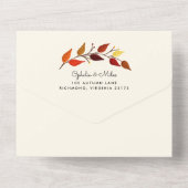 Gouache herfst laat alles in een bruiloft uitnodig all in one uitnodiging (Achterkant)