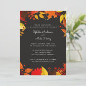 Gouache herfstblaadjes op zwart repetitie diner kaart (Staand voorkant)