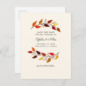 Gouache Herfstbladeren Save the Date Aankondigingskaart (Voorkant / Achterkant)