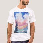 Gouache landschap natuur lucht schilderij kunst t-shirt (Voorkant)