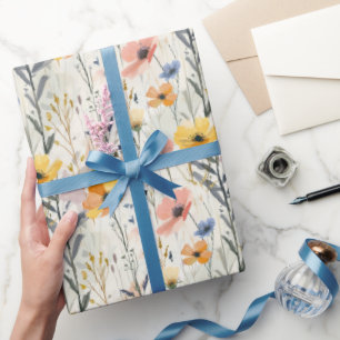Gouache Meadow Flowers Patroon Cadeaupapier