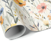 Gouache Meadow Flowers Patroon Cadeaupapier (Rol Hoek)