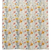 Gouache Meadow Flowers Patroon Douchegordijn (Voorkant)