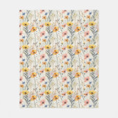 Gouache Meadow Flowers Patroon Fleece Deken (Voorkant)