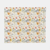 Gouache Meadow Flowers Patroon Fleece Deken (Voorkant (Horizontaal))