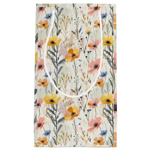 Gouache Meadow Flowers Patroon Klein Cadeauzakje (Voorkant)