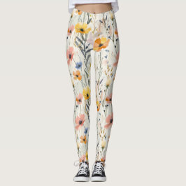 Gouache Meadow Flowers Patroon Leggings
