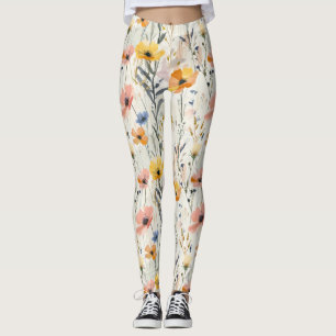 Gouache Meadow Flowers Patroon Leggings