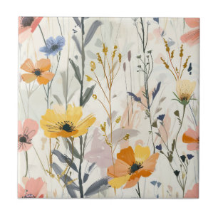 Gouache Meadow Flowers Patroon Tegeltje